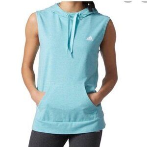 Adidas Womens Sleeveless Blue Hoodie Top W/ Kangaroo Pocket Size S
